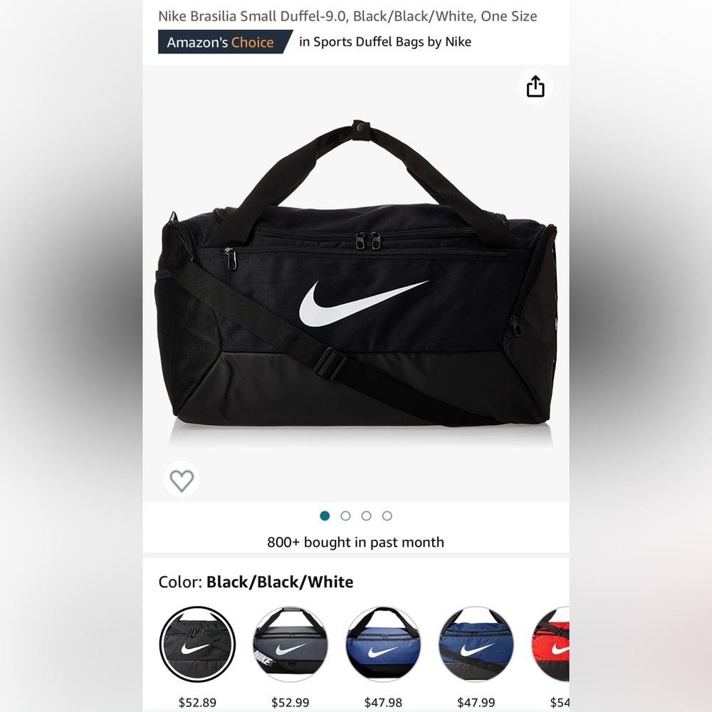 Nike Brasilia Small Duffel Bag - Black with white logo